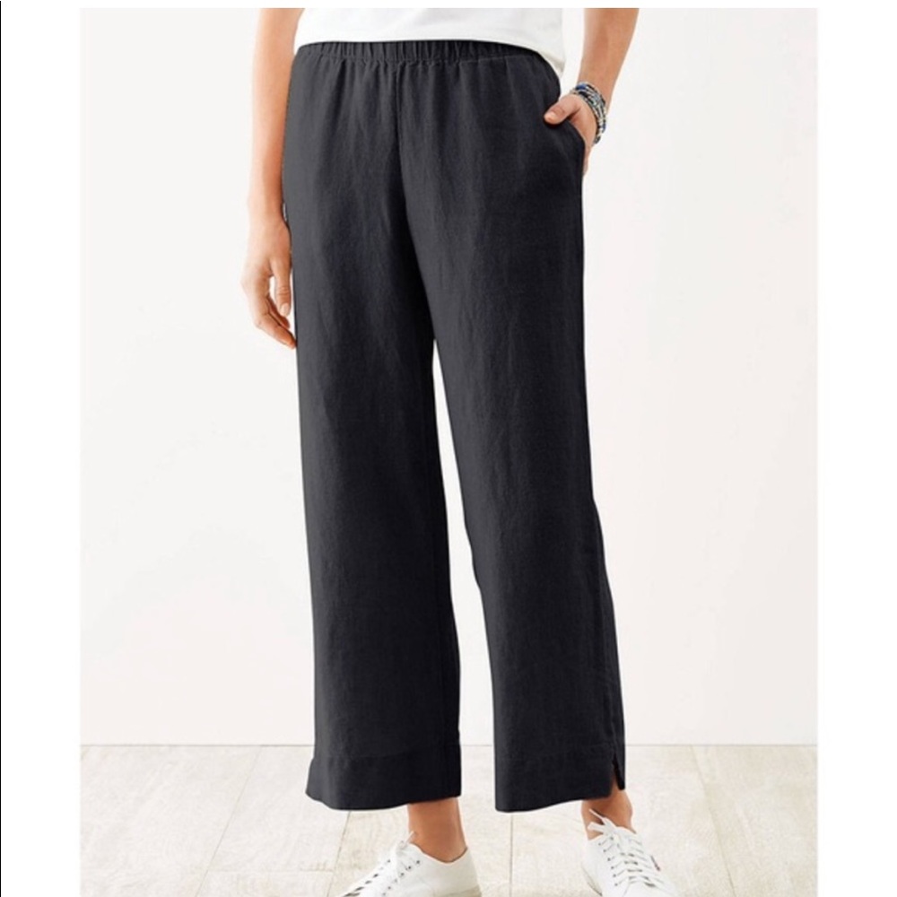 J.Jill Black 100% Linen Wide leg pants